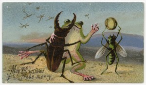 Vintage Christmas--frog and beetle