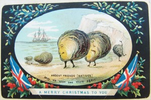 Vintage Christmas--scallops lamenting absent friends (natives)